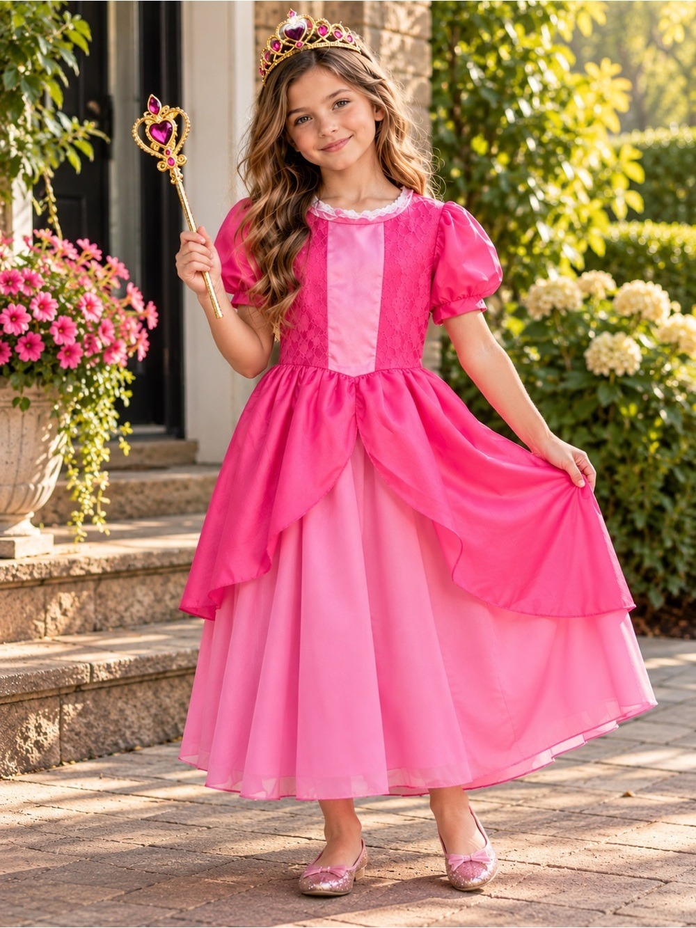 Peach Princess Costume Dress Size 150 (8-10 yo) NWT